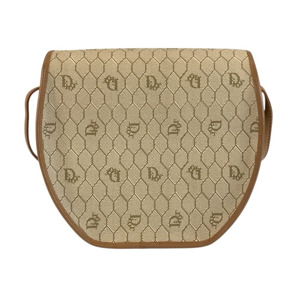 Christian Dior Vintage Honeycomb Pattern Beige Brown Leather Shoulder Bag/Pou... - Picture 2 of 8